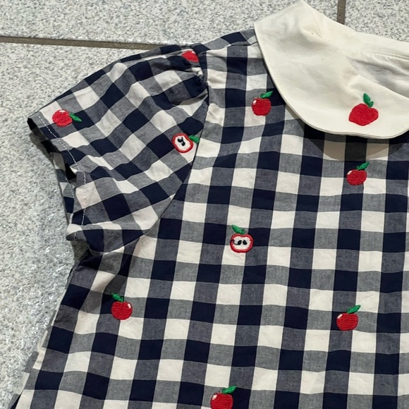GYMBOREE Girls Gingham Apple Peter Pan checkered Top/size 12 - Picture 6 of 10